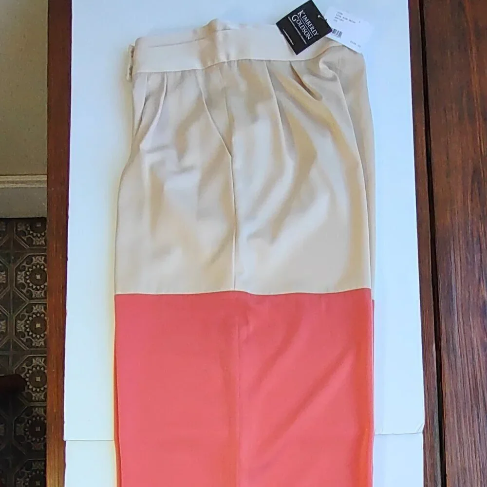 NEW Kimberly Goldson Wide-Leg Satin Trousers Colorblock Size 4 Quiet Luxury - Picture 8 of 14